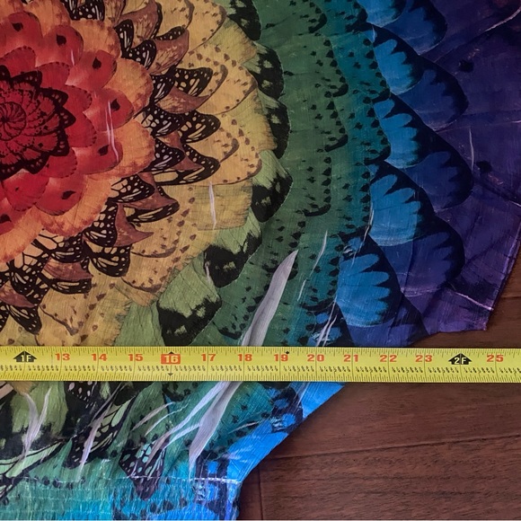 ONE WORLD live and let live Multicolor Mandala Boho Hippie Festival Print Blouse - Picture 7 of 8